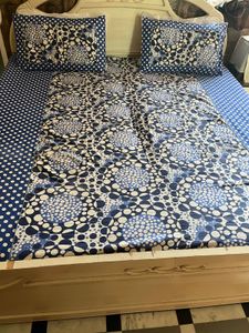 Blue &amp; White Polka Dot Bed Sheet Set