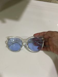 Clear Frame Blue Lens Sunglasses