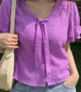New with tag Chic Lavender Ruffled Sleeve Top