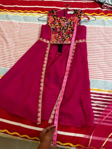 Stunning Pink Embroidered Kurta Set with Sharara