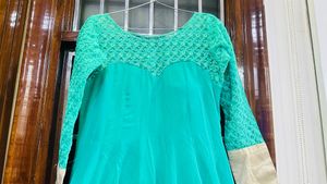 Beautiful Teal Anarkali padded Dress