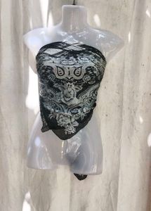 I. Black &amp; White Floral Scarf top