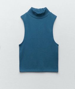 Zara sleeveless high neck top - pigeon blue
