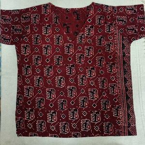 Ajrakh Print Dyed Cotton Tops (Combo of 3)