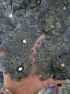 Cut work Elegant Grey Embroidered Saree
