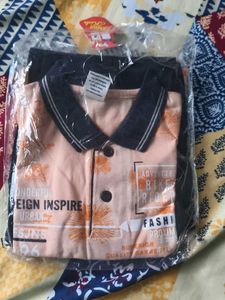 Cute Peach & Navy Polo Shirt