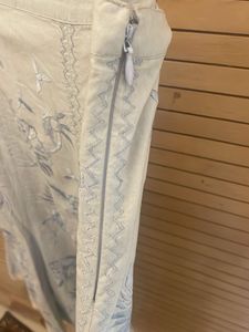Light Blue Embroidered Midi Skirt