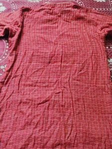Red Printed Kurta with lining