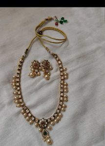 Elegant Pearl & Stone Necklace Set