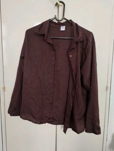 Brown Long Sleeve Button-Up Shirt
