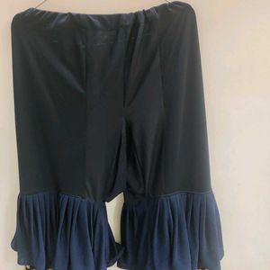 Navy Blue Ruffled Palazzos with Embellishments
