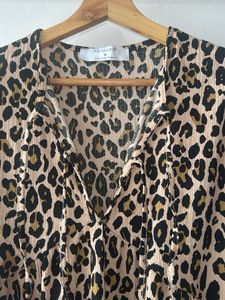 Cute Leopard Print Tiered Mini Dress