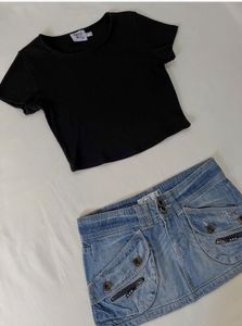 Princess Polly Black Ribbed Crop Top