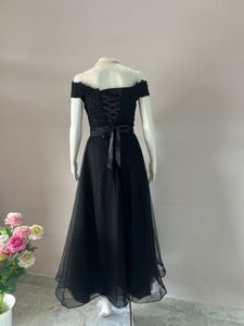 Elegant Off-Shoulder Black Lace Dress