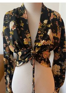 Floral Print Ruched Crop Top