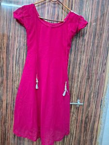 Beautiful pink Kurta with White Zigzag Pattern