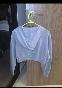 Light Blue Cropped Zip-Up Hoodie
