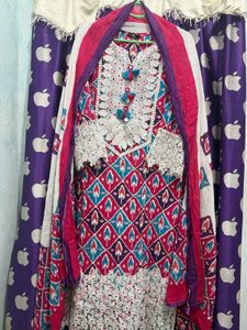 Vibrant Cotton Kurta Set with Dupatta