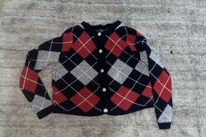 Vintage Argyle Wool Cardigan – Classic Preppy Knit
