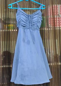 Cute Ruched Tie-Front Mini Dress