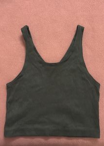 V neck olive green tank top