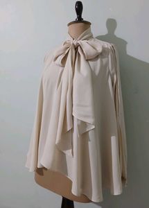 Elegant Sheer Blouse with Bow Detail