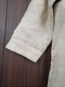 Solid Beige Raw Silk Kurta with Lining
