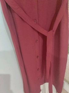 Stylish Maroon Shirt Dress with Belt