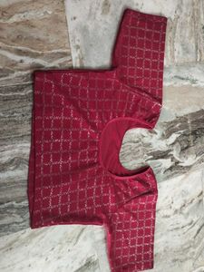 Elegant Red Blouse with Silver Pattern