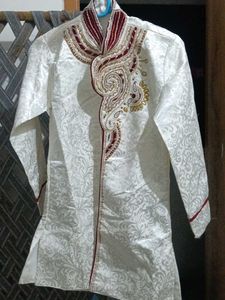 boys traditional  white & maroon indo - western sh