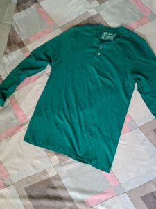 Green Long Sleeve Henley Shirt