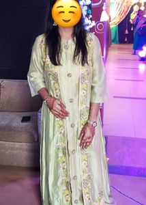 Light green ethnic dress with detachable jacket