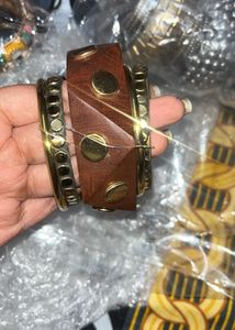 Boho Studded Leather & Metal Bangles