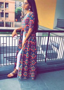 Front Open Multicolour Stylish Long Kurti