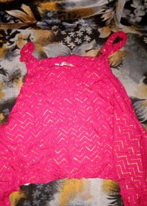 Women's Red Top with Gold Zigzag Pattern