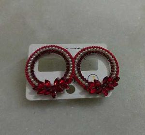 Sparkling Red Hoop Earrings
