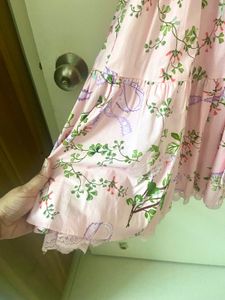 Charming Pink Floral Puff Sleeve Dress