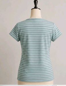 Striped T-Shirt with Floral Embroidery