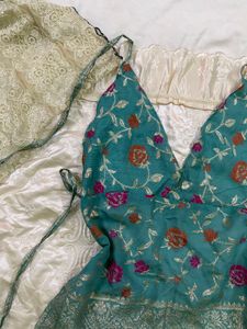 y2k Elegant Teal Floral Halter Top