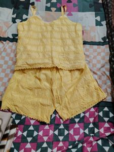 Yellow Cotton Nightsuit Set