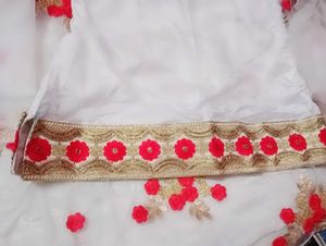 beautiful White Lehenga Choli with Red Embroidery❤
