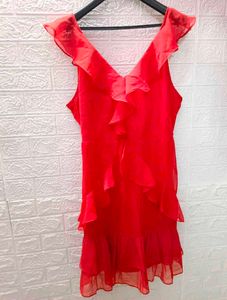 Red Ruffle Dress + Freebie Any One Earings Set