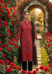 ♥️Red Kurta Black Dupatta Pant