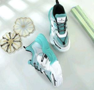 Trendy Teal sky-blue & White Chunky Sneakers