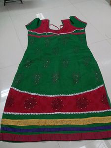 Green Chudithar Stiched With Pant And Dupatta