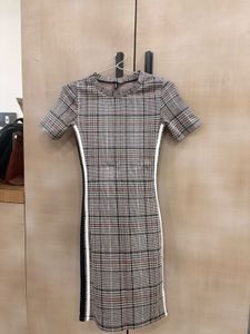 H&M Tartan Print Mini Dress with Side Stripe