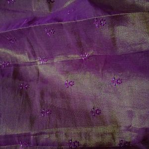 Elegant Purple Embroidered Saree