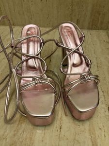 Strappy Platform Heels - Pink