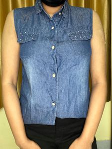 Sleeveless Denim Top