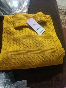 Mustard Cable Knit Turtleneck Sweater
